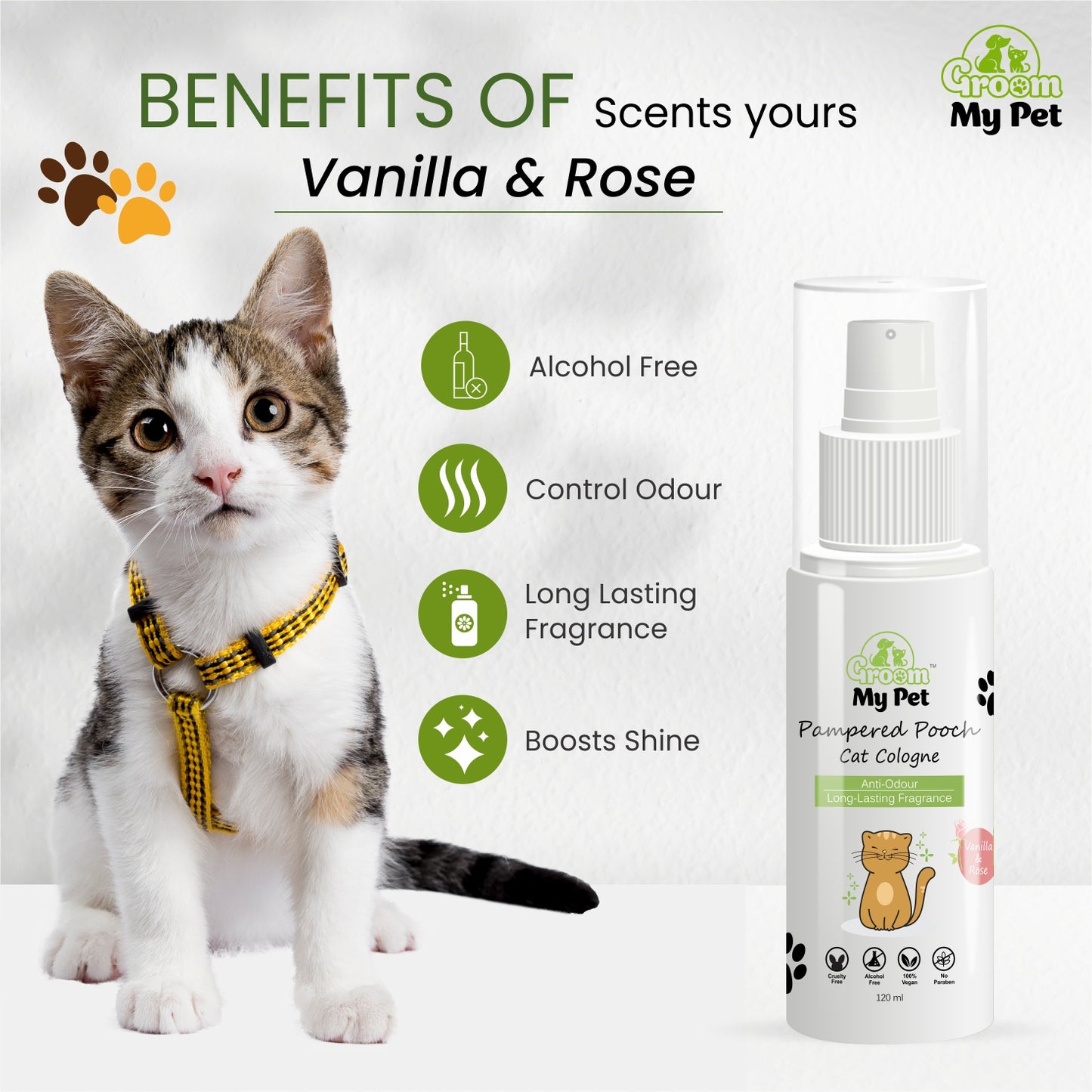 Cat Pampered Pooch Cologne - Vanilla & Rose-120ml