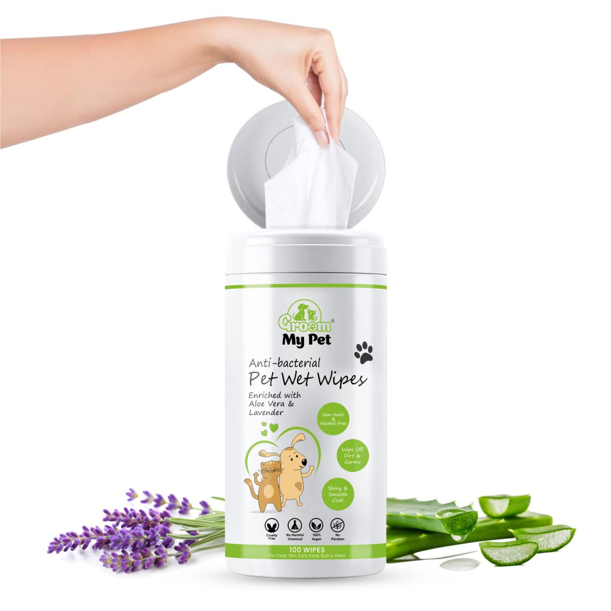 Anti-Bacterial Pet Wet Wipes - 100 wipes