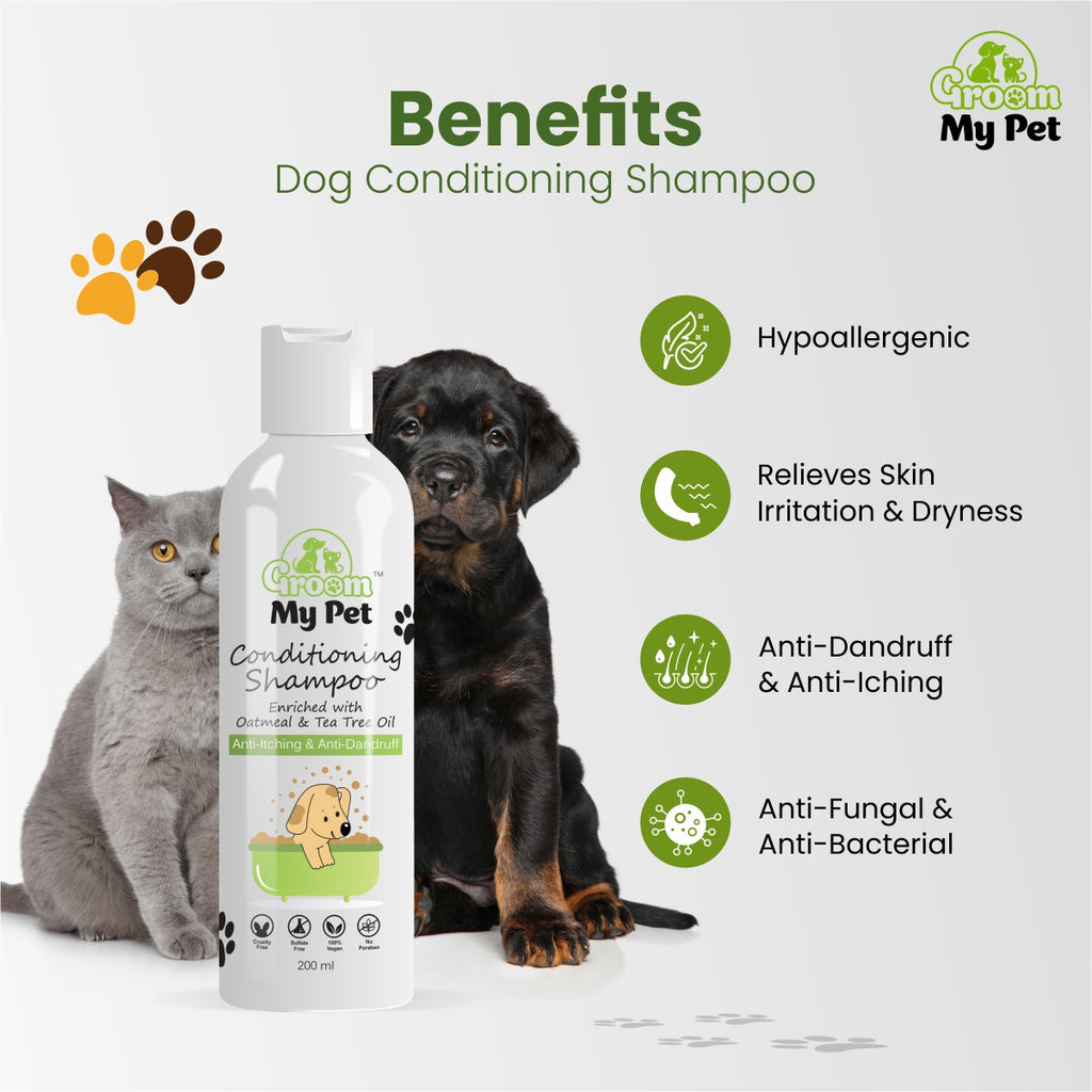 Dog Conditioning Shampoo - 200 ml  + Leave in Conditioner - 200 ml + Pampered Pooch Cologne - Lemongrass & Pine - 120 ml