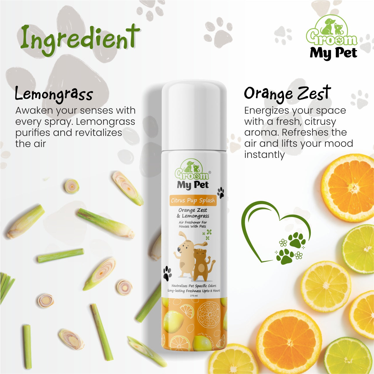 Citrus Pup Splash Air Freshener (Orange Zest & Lemongrass) - 275 ml