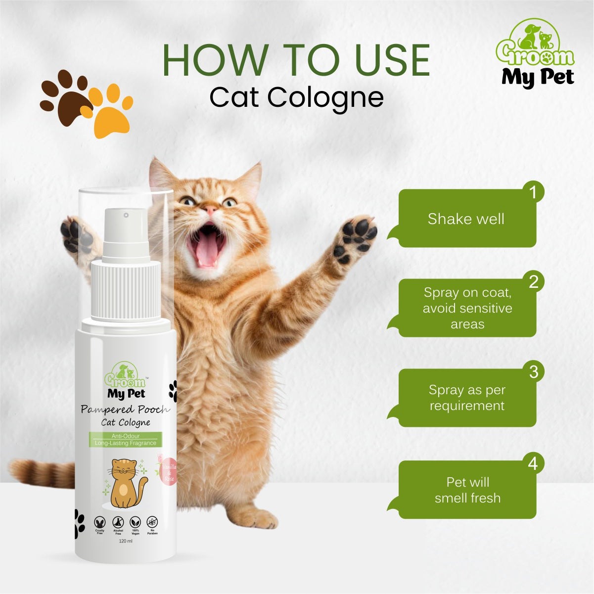 Cat Pampered Pooch Cologne - Vanilla & Rose-120ml