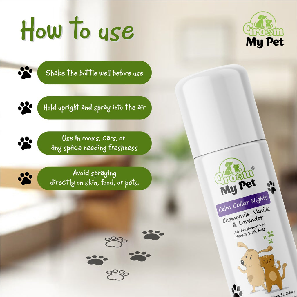 Groom My Pet Calm Collar Nights Air Freshener (Chamomile, Vanilla & Lavender) - 275 ml