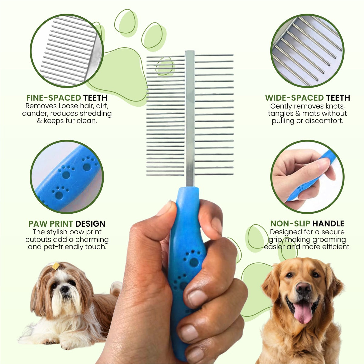 Pet Double Side Steel Comb for Dogs and Cats (color may vary)