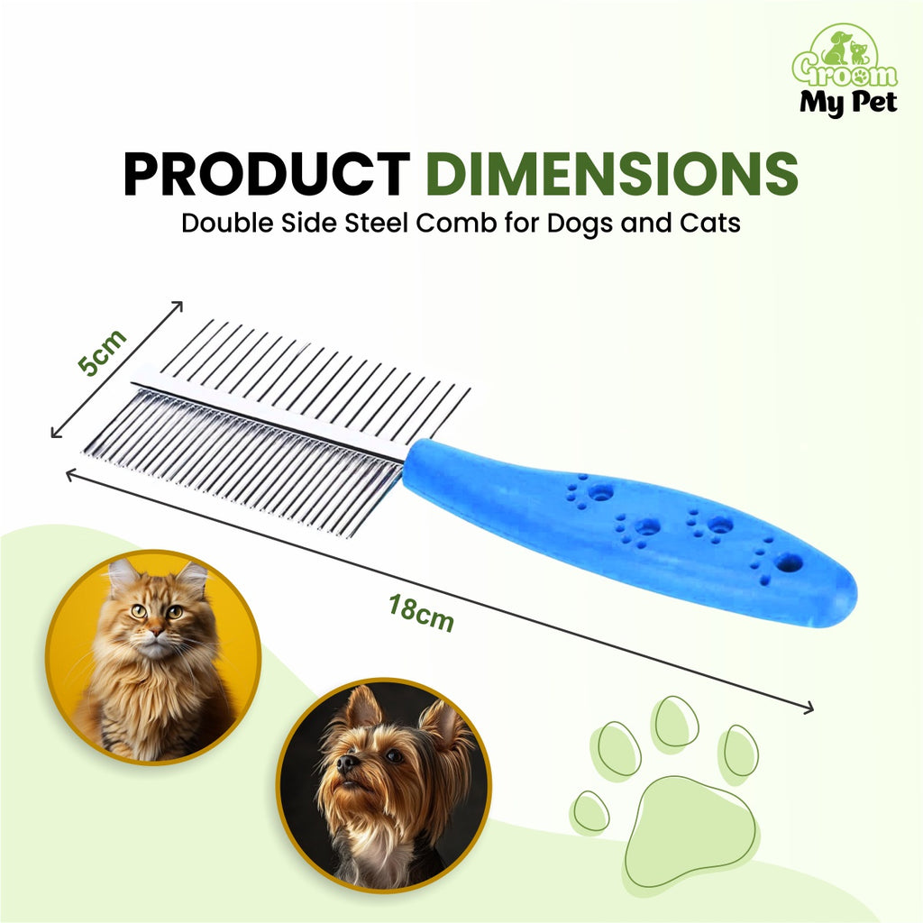 Pet Double Side Steel Comb for Dogs and Cats (color may vary)