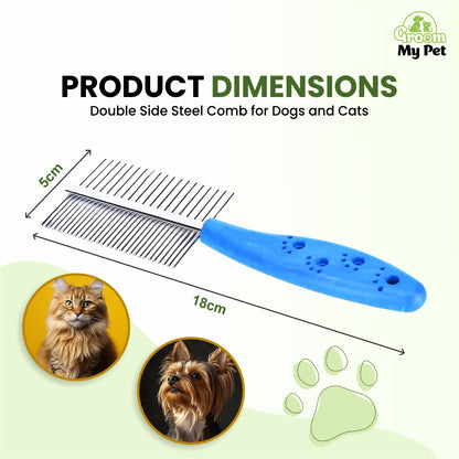 Pet Double Side Steel Comb for Dogs and Cats (color may vary)