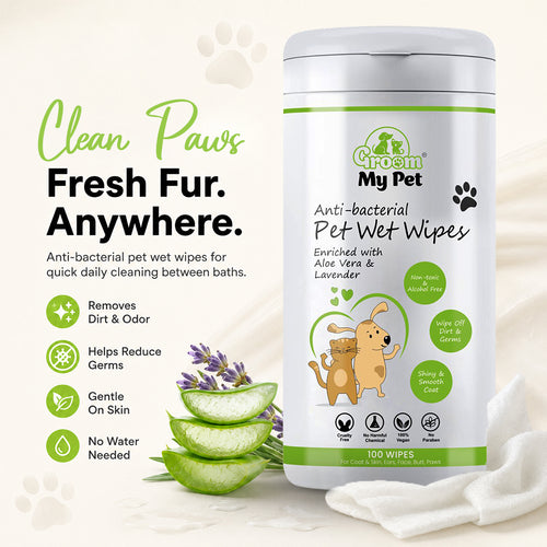 Anti-Bacterial Pet Wet Wipes - 100 wipes