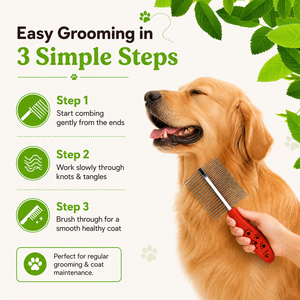 Pet Double Side Steel Comb for Dogs and Cats (color may vary)