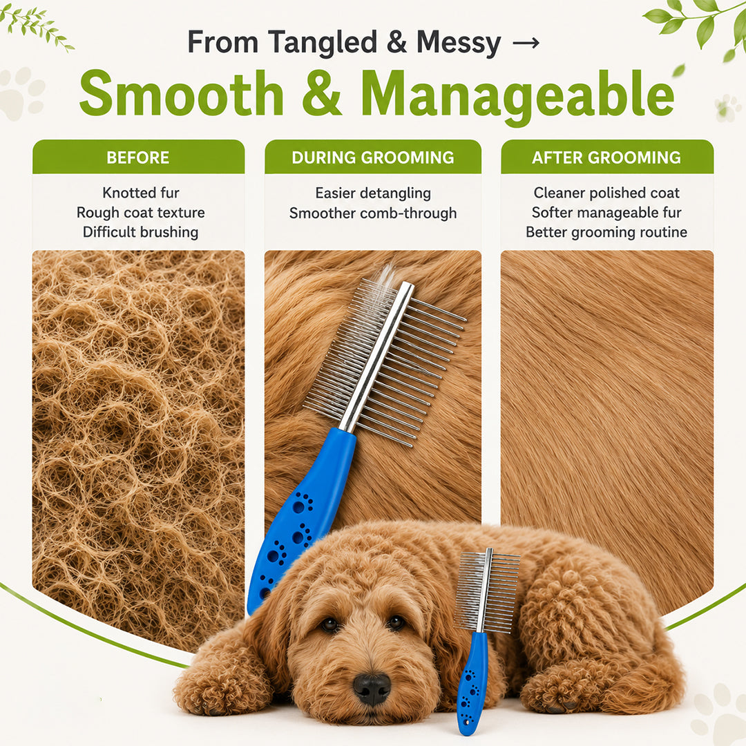 Pet Double Side Steel Comb for Dogs and Cats (color may vary)
